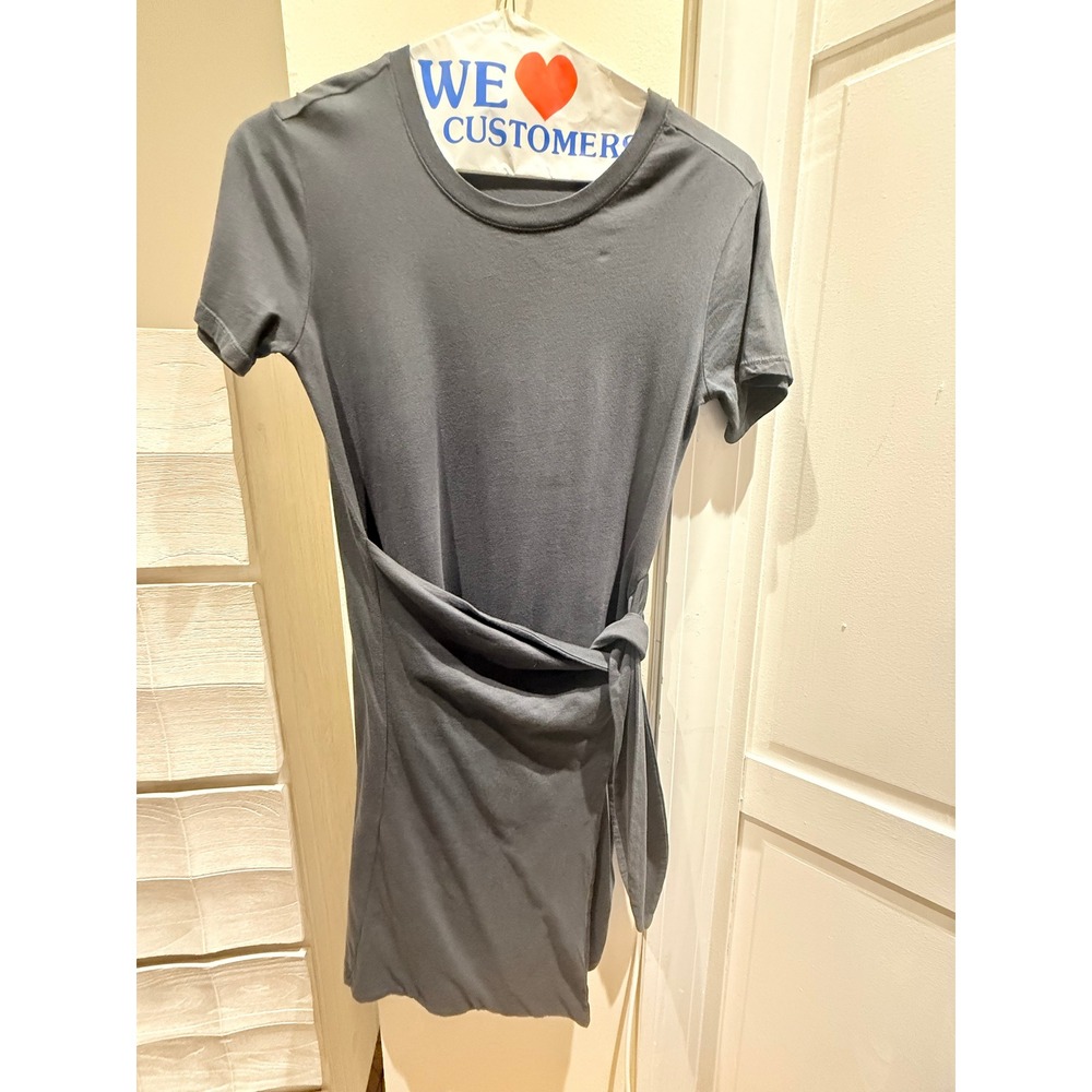 Rails Charcoal Grey Side Tie Wrap T-Shirt Mini Dress Short Sleeve Size S